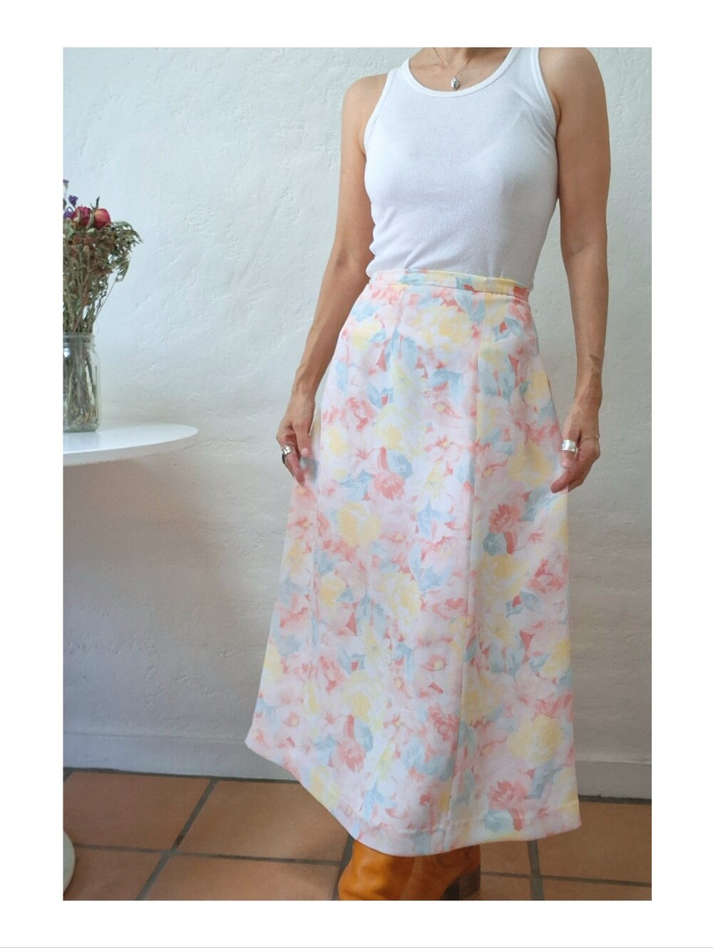 Vintage Y2K Pendleton Pastel Floral Skirt Cottagecore Fairy Watercolor